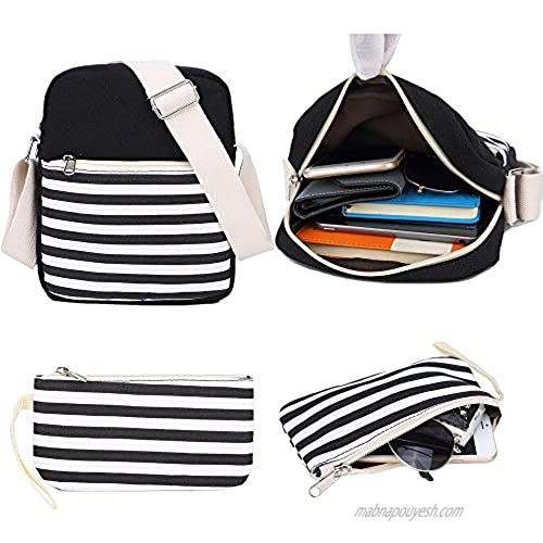 School Backpack Set Students Casual Travel School Bookbag Teens Girls Boys Schoolbag (Black strip-3pcs)