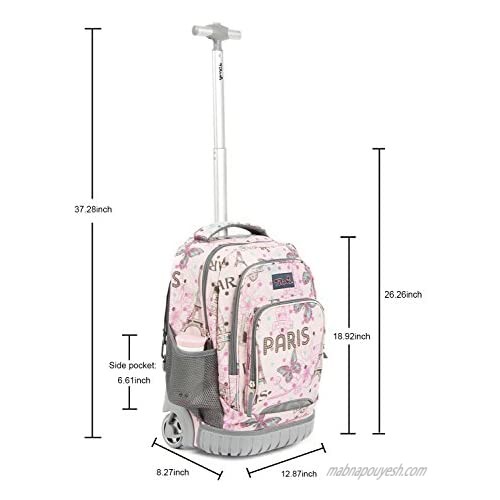 Tilami Rolling Backpack 18 Inch with Pencil Case School for Boys Girls
