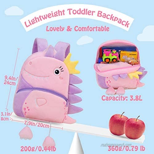 Toddler Backpack Cute Plush Small Preschool Backpack with Leash Gift for Little Boys Girls Kids with Chest Strap