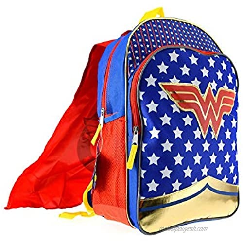 Wonder Woman Girls Backpack w/Detachable Cape Standard  Blue