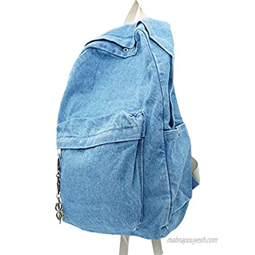 YunZh Denim Backpack Casual Style Lightweight Jeans Backpacks Classic Retro Travel Daypack Bookbags