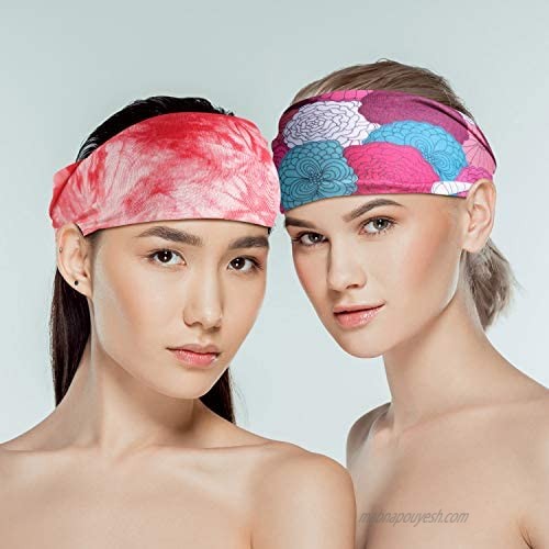 12 Pieces Tie Dye Headbands Boho Wrap Headbands Wide Non-Slip Yoga Running Elastic Athletic Sweatband Stretchy Workout Hairband for Girls Women