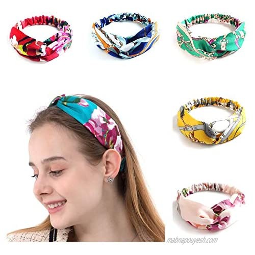 6 Pieces Women's Silk Satin Headbands  Comfortable and Stylish (3 Floral Patterns and 3 Stylish Patterns)