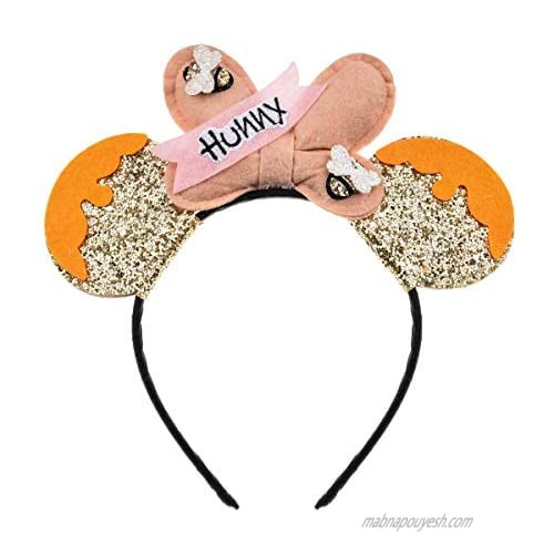 A Miaow Fashion Halloween Honey Bee Tiara MM Bow HairBand Glitter Mouse Headband Party Costume