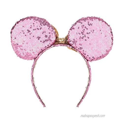Accesyes Glitter Black Mouse Ears Headband Sequin Costume MM Butterfly Hair Hoop Party Photo Prop