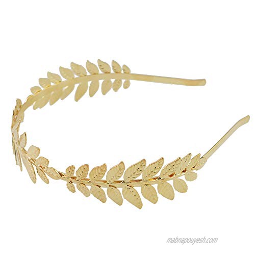 Aegenacess Leaf Headband Wedding Greek Goddess Branch Roman Dainty Hair Bridal Crown Head Dress Boho Accessories for Bride Costumes Halloween (Gold)