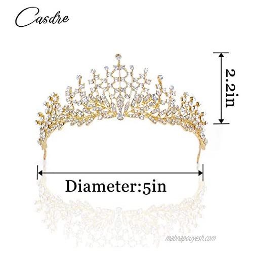 Casdre Baroque Adult Crown Gold Crystal Party Queen Crown Wedding Tiaras and Crowns for Women and Girls