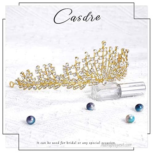 Casdre Baroque Adult Crown Gold Crystal Party Queen Crown Wedding Tiaras and Crowns for Women and Girls