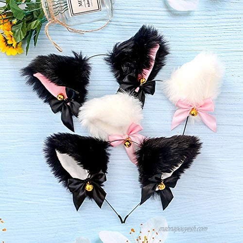 Cat Ears Hairband Fur Ear Cat Bell Headbands for Women Girls Cosplay Costume Hair Accessories Kid Party Hairpin