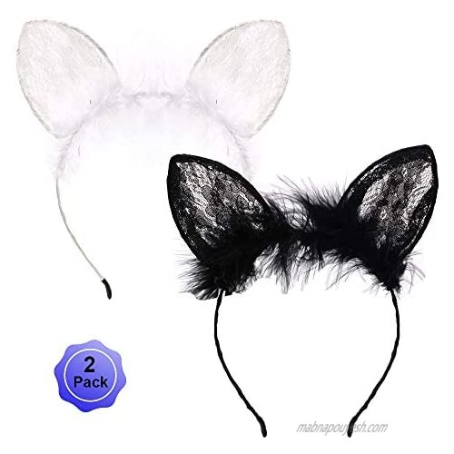 Cat Ears Headband Lace Hair Bands Sequin Hair Hoops Halloween Kitty Headpiece