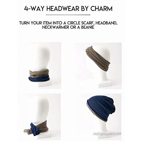 CHARM Beanie Neckwarmer Headband Scarf - Silk & Wool Multi-Use Hair Accessory