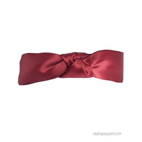 Dahlia Girl's Satin Headband - Holiday Ribbon Bow - Burgundy