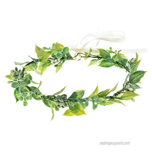 Daisyu Bridal Green Leaf Floral Crown Wedding Flower Headband Headpiece (green leaf)