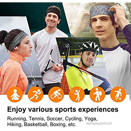 EasYoung 2-Pack Headbands for Men Women Sweat Wicking Headbands for Sports Fitness Yoga Running Elastic Non Slip Unisex