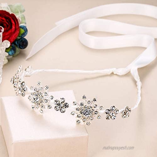 EVER FAITH Silver-Tone Austrian Crystal Wedding Snowflake Flower Hair Band Clear