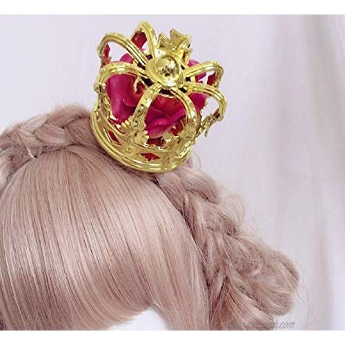 GK-O Lolita Hair Accessories Bowknot Headband Gothic Princess's Coronation Crown Headdress (Gold Red)