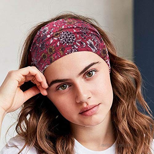 Graeen Floral Hair Bands Flower Printed Headbands Yoga Sport Headwear Wide Outdoor Head Bands Accessories for Women and Girls(Pack of 3)