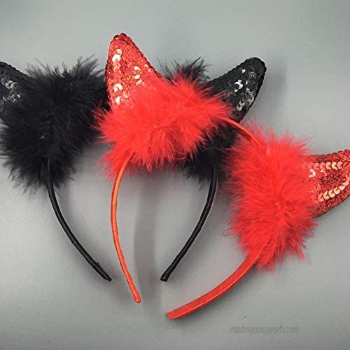 Halloween Devil Headband Devil Horn Ears Hair Hoops Women Headpiece Hair Bands