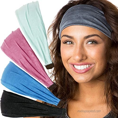 Hipsy Adjustable & Stretchy Crushed Xflex Wide Headbands for Women Girls & Teens