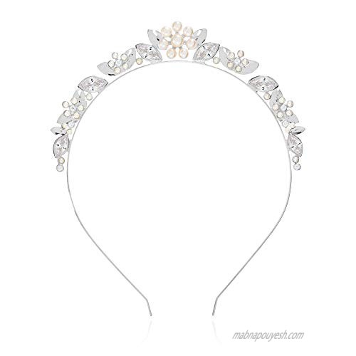 Katie Loxton Happy Ever After Womens Bridal Silver Plated Pearl Bead Flower Tiara Headband