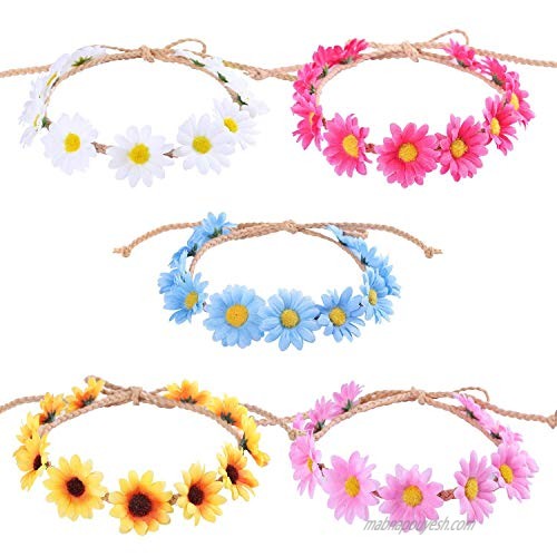 LD DRESS Women Bohemian Floral White Daisy Flower Elastic Headband Headpieces (ZH2)…