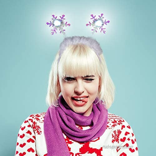 LED Light Up Frozen Snowflake Christmas Headband Crown - Winter Hat Costume Dress Accessories for Kids & Adults - 12 Pack White