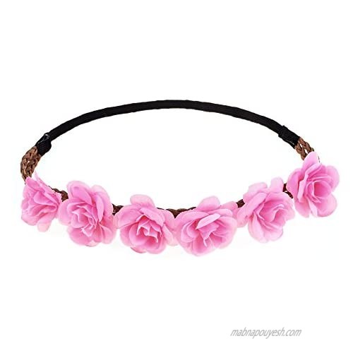 Love Sweety Rose Flower Wreath Headband Floral Crown Garland Halo for Wedding HH14