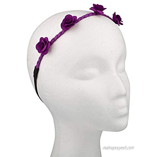 Lux Accessories Black Rose Fabric Woven Floral Flower Stretch Headband Head Band