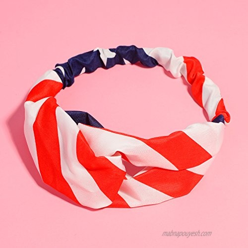 Lux Accessories Large Print Patriotic July 4th Independence Day Head wrap