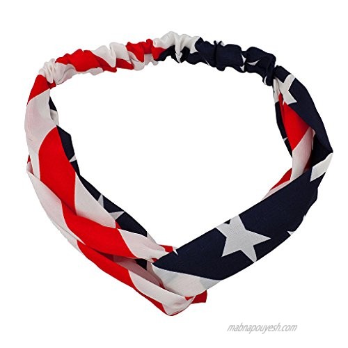 Lux Accessories Large Print Patriotic July 4th Independence Day Head wrap