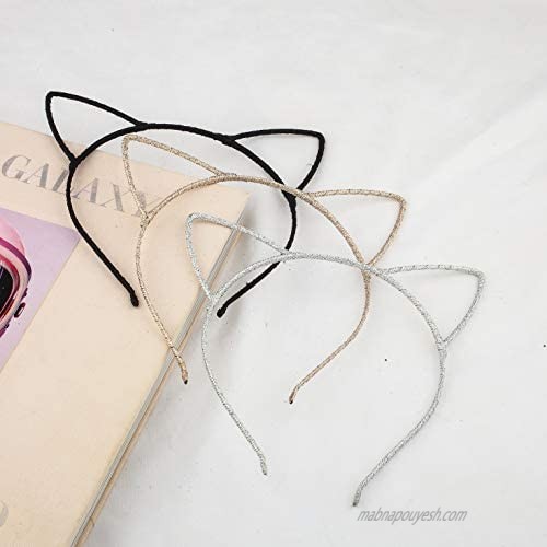 Lux Accessories Red Silver Green Wire Cat Ears Set (3pc) Girls Christmas Fashion Headbands