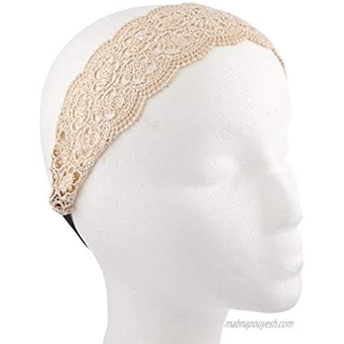 Lux Accessories Romantic Boho Floral Lace and Crochet Soft Head Wrap Pack (3PCS)