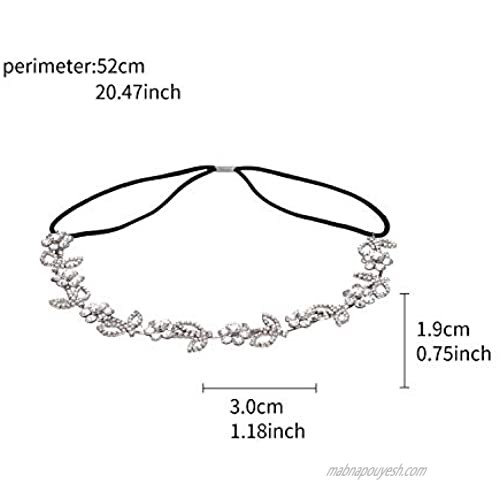 Lux Accessories Silver Tone Floral Clear Crystal Rhinestones Wedding Bridal Hair Stretch Headband