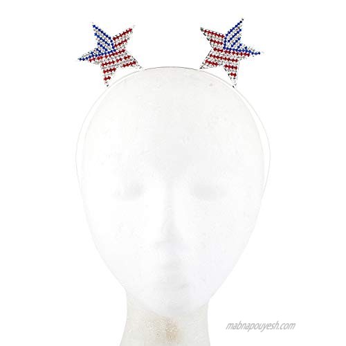 Lux Accessories Silvertone Stars Red Blue America Flag Inspired Fashion Headband