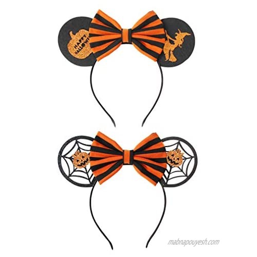 Minnie Mickey Mouse Ears Headbands& Bows Girls Women Headband for Cosplay Costume Princess Party Birthday Decorations