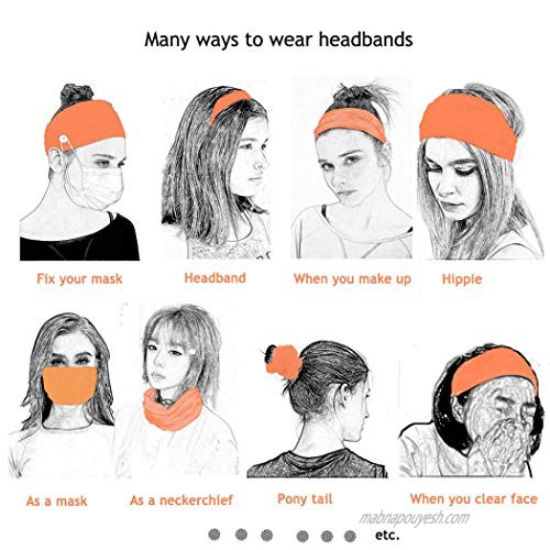 Nicute Boho Turban Headbands Elastic Facemask Holder with Button Cartoon Wide Hair Bands for Women and Girls(Pack of 4)