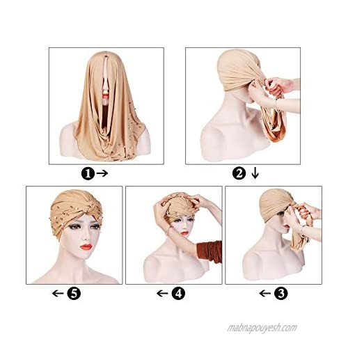 PRIVNOONE Turban Headwrap Twist Pleated Hair Wrap