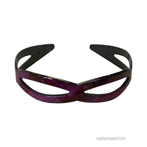Purple 1 Inch Hard Headband Chain Design Plastic Hair Band with Teeth