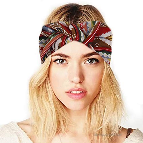 Relbcy Boho Criss Cross Headbands Red Yoga Hair Bands Elastic Hair Bands Elastic Knotted Head Wraps for Women and Girls (Type A)