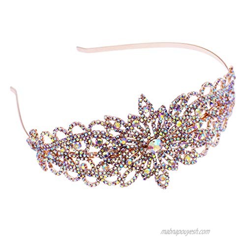 Rosemarie Collections Women's Stunning Flower Detail Crystal Rhinestone Statement Fashion Bridal Headband