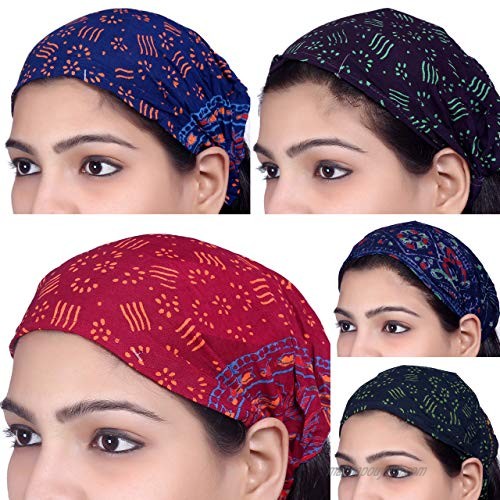 Sarjana Handicrafts Lot 10 Pieces Womens Mens Rayon Headband Printed Hairband Bandana Wrap Band (Multicolored)