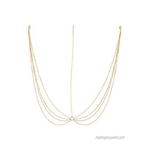 Shegirl Boho Layered Head Chains Gold Tassel Headpiece Gypsy Head Chain Bridal Hair Piece Festive Jewelry for Women and Girls