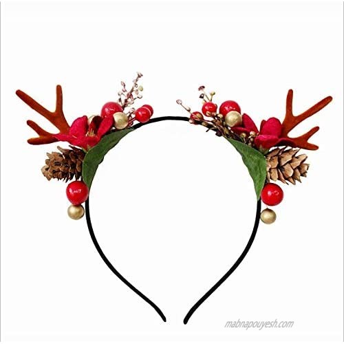 TOECWEGR Christmas Reindeer Antlers Headband Hair Clips Hair Hoop Girl Holiday Beauty Headdress (antlersF)