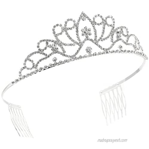 Topwholesalejewel Silver Crystal Rhinestone Princess Tiara Crown