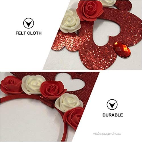 VALICLUD 2pcs Valentines Day Headband Glitter Heart Flower Hair Hoop Shiny Love Party Favor Supplies for Women Girls Accessories