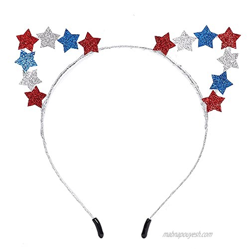 Vocoliday 2Pcs Patriotic Star Headband Stars July 4th Headband Stars Hair Hoop Stars Hair Accessory for Veteran's Day Independence Day Patriotic Party Accessories