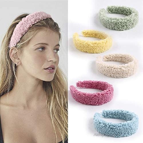 Wash Face Headwear Wide Side Thicken Candy Color Large Girls Plush Hair Hoop Women Hair Bands Solid Color Simple Headband(Khaki)