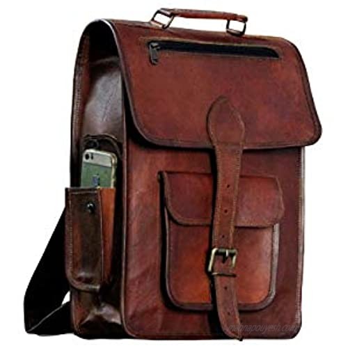 16" Vintage leather Backpack Laptop Messenger Bag Lightweight School College Rucksack Sling for Men Women