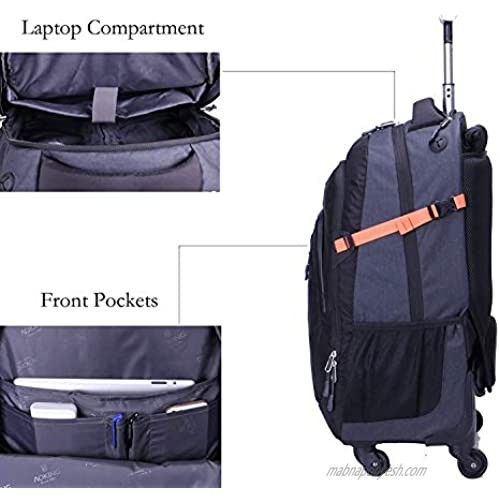 AOKING 20/22 ″ Water Resistant Rolling Wheeled Backpack Laptop Compartment Bag(20 inch Black)