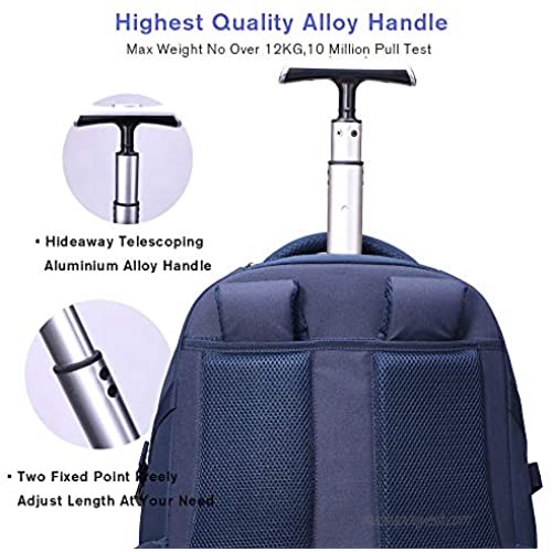 AOKING 21″Water Resistant Rolling Wheeled Backpack Laptop Compartment Bag (Blue)